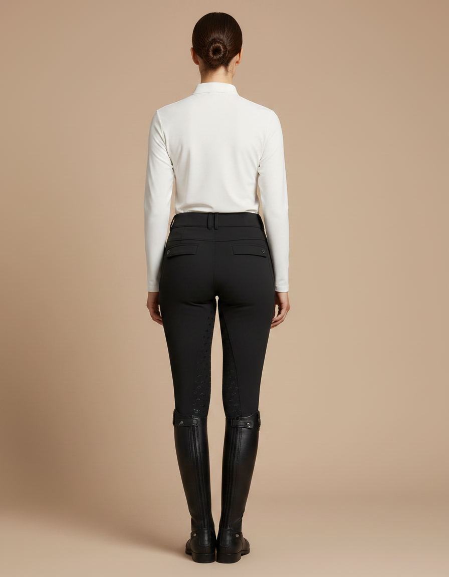 Pantalon Équitation Noir Femme Silicone Confortable Élégant Ajusté - Polyester - vue 2
