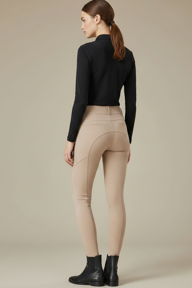 Pantalon Équitation Beige Femme Silicone Moulant Confortable - Polyester - vue 2