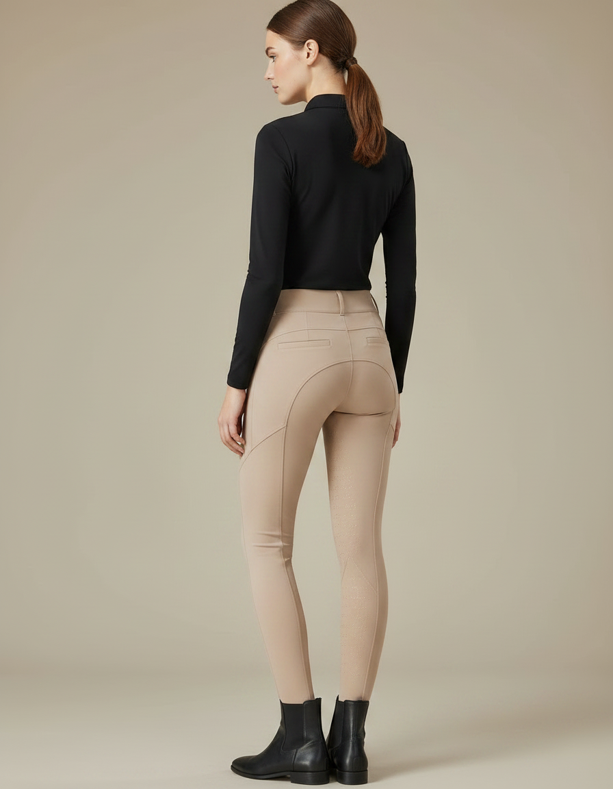 Pantalon Équitation Beige Femme Silicone Moulant Confortable - Polyester - vue 2