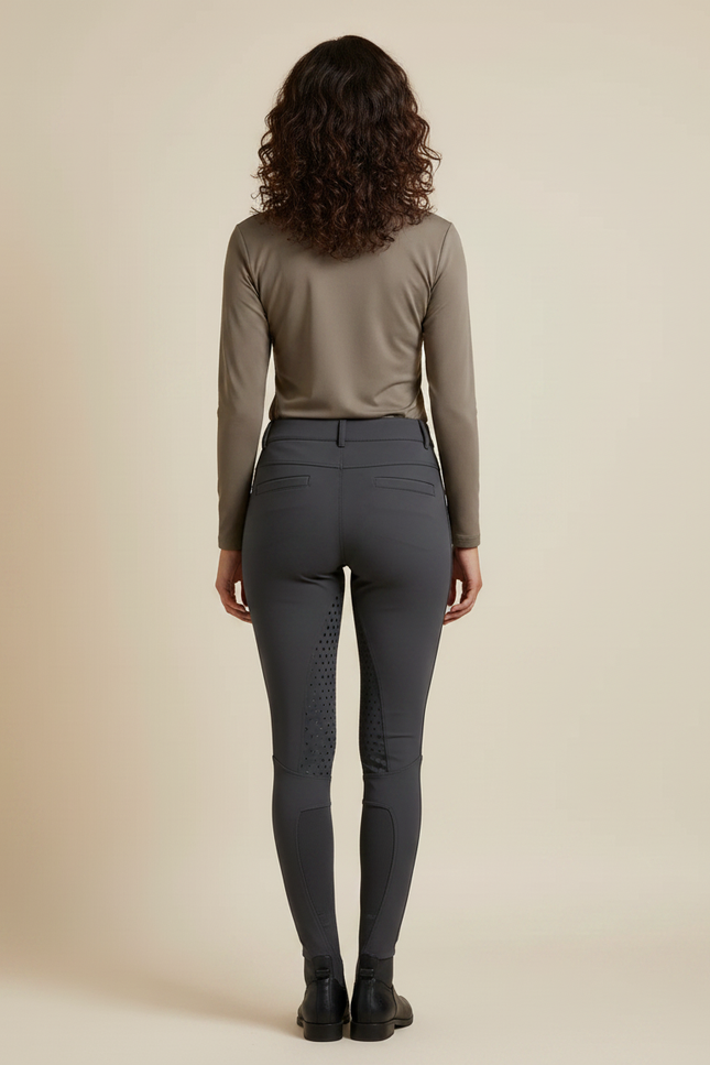 Pantalon Équitation Gris Femme Silicone Ajusté Élégant - Polyester - vue 2