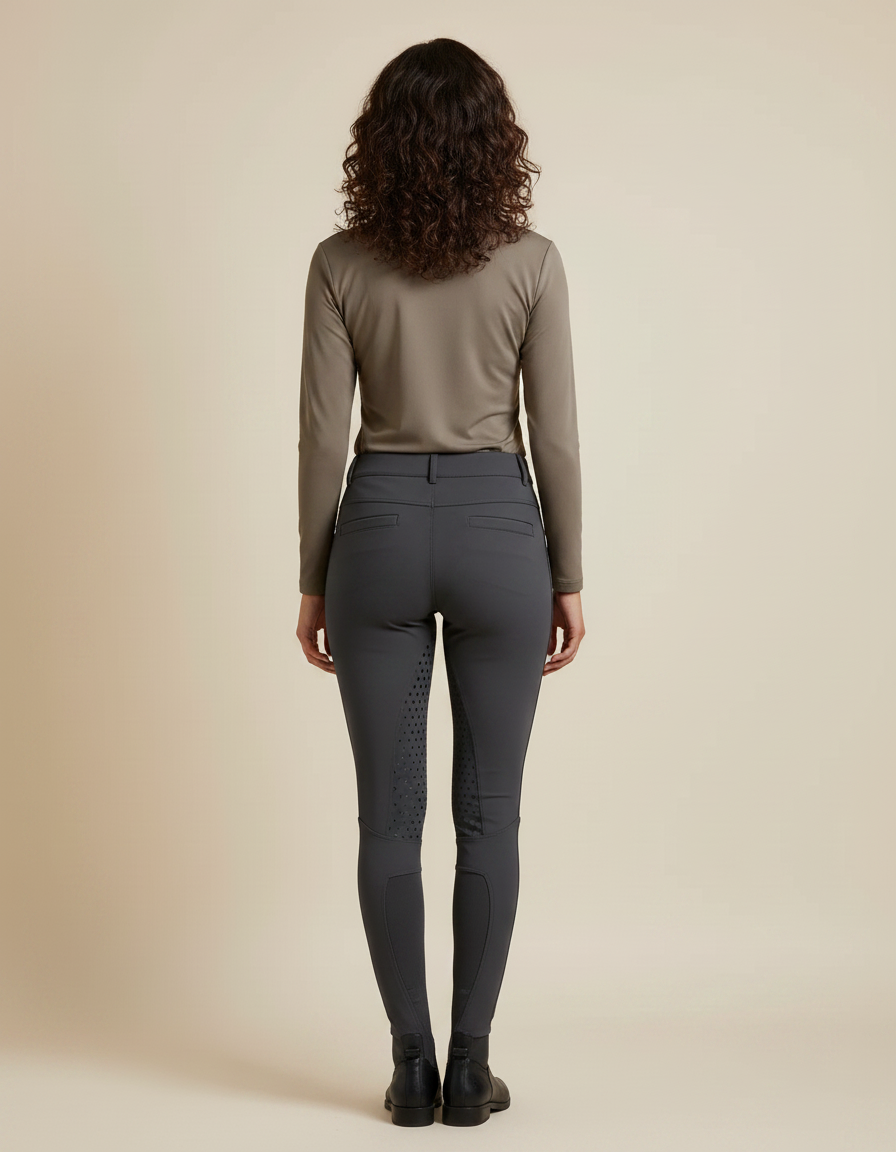 Pantalon Équitation Gris Femme Silicone Ajusté Élégant - Polyester - vue 2