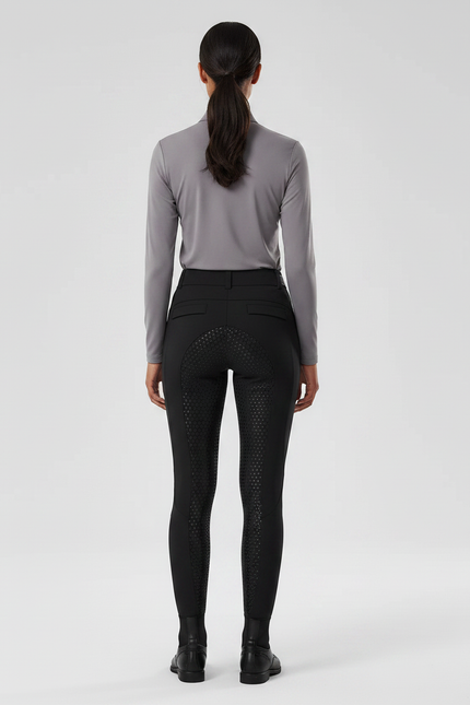 Pantalon Équitation Noir Femme Confortable Silicone Grip - Polyester - vue 2