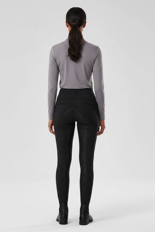 Pantalon Équitation Noir Femme Confortable Silicone Grip - Polyester - vue 2