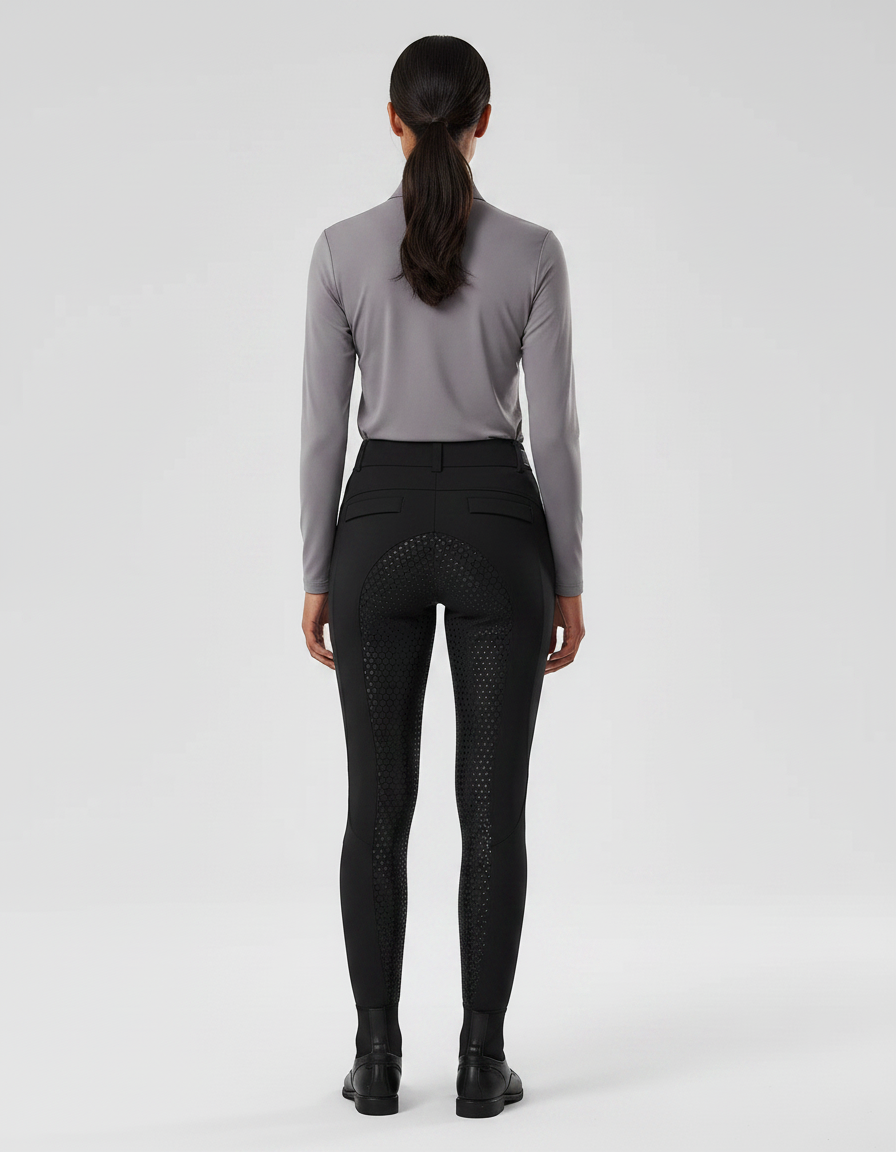 Pantalon Équitation Noir Femme Confortable Silicone Grip - Polyester - vue 2