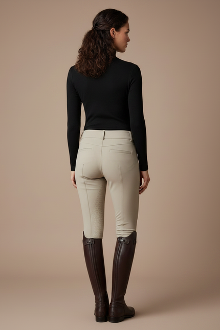 Pantalon Équitation Beige Femme Silicone Grip Confortable - Polyester - vue 2