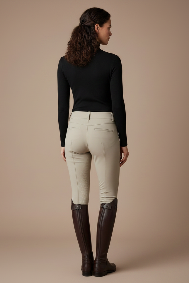 Pantalon Équitation Beige Femme Silicone Grip Confortable - Polyester - vue 2