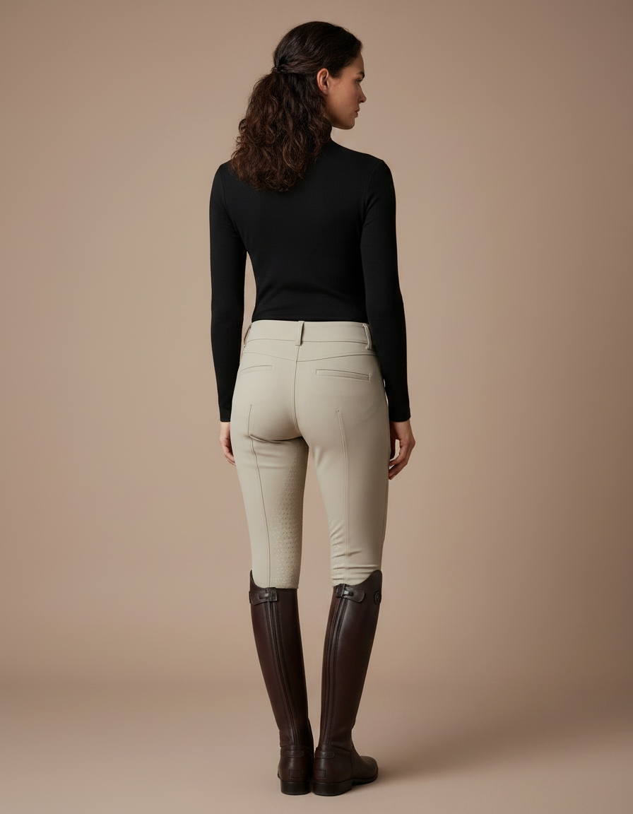 Pantalon Équitation Beige Femme Silicone Grip Confortable - Polyester - vue 2