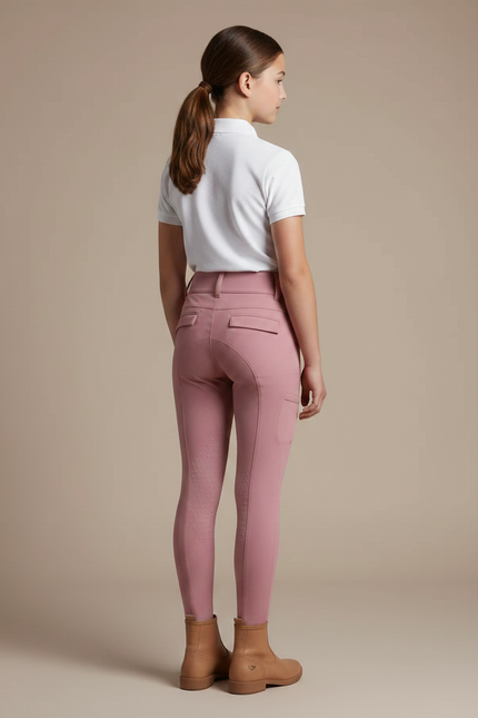 Pantalon Équitation Rose Fille Silicone Coupe Ajustée - Polyester - vue 2