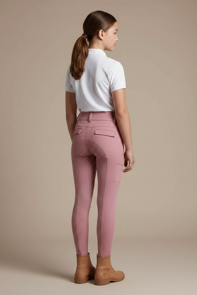 Pantalon Équitation Rose Fille Silicone Coupe Ajustée - Polyester - vue 2