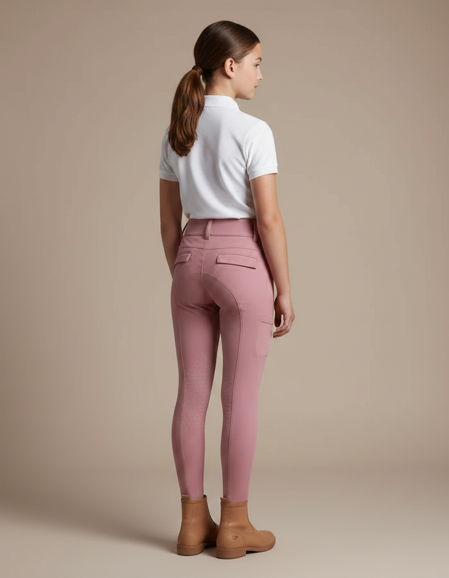 Pantalon Équitation Rose Fille Silicone Coupe Ajustée - Polyester - vue 2