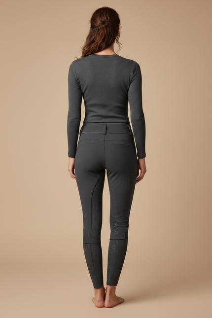 Pantalon Équitation Gris Femme Silicone Motif Ajusté - Polyester - vue 2