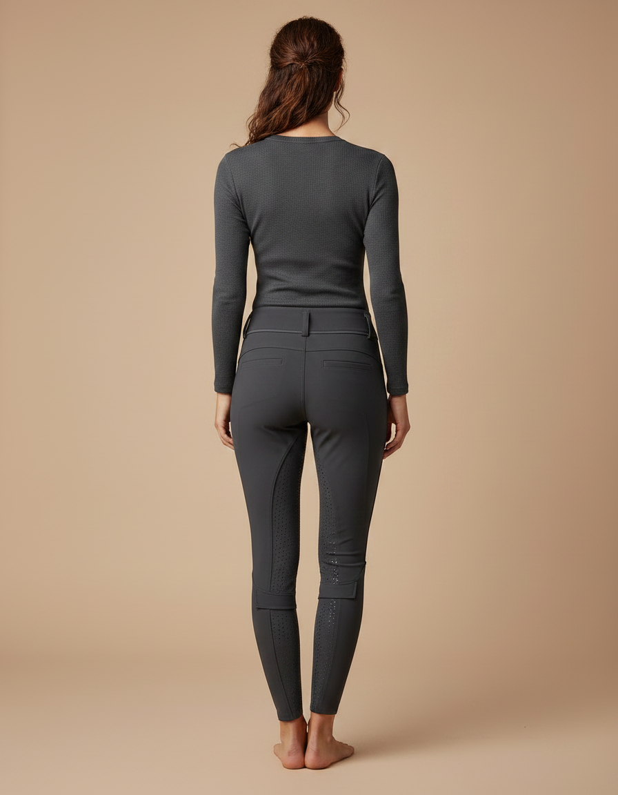 Pantalon Équitation Gris Femme Silicone Motif Ajusté - Polyester - vue 2