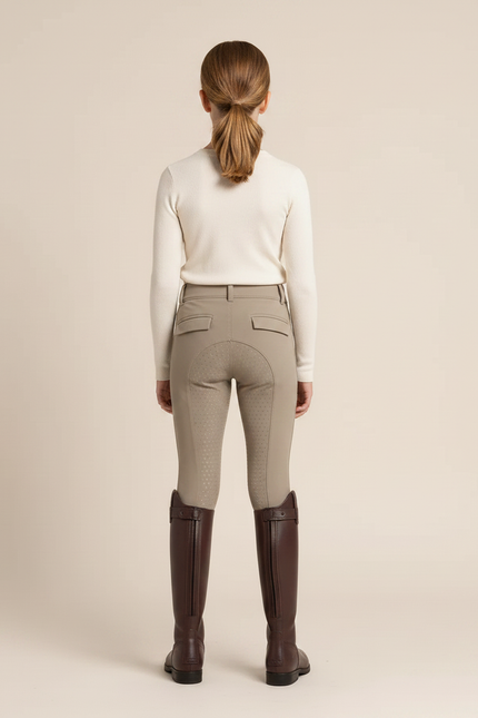 Pantalon Équitation Beige Silicone Enfant Ajusté Confortable - Polyester - vue 2