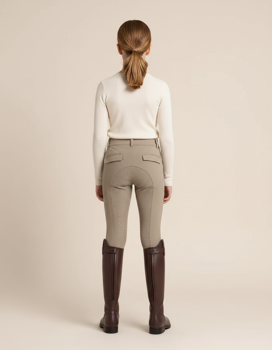Pantalon Équitation Beige Silicone Enfant Ajusté Confortable - Polyester - vue 2