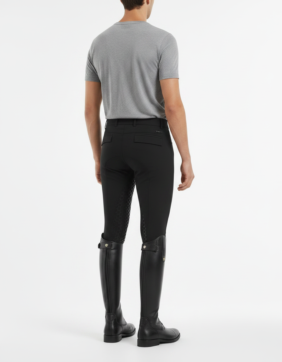 Pantalon Équitation Noir Silicone Homme Stretch Ajusté - Polyester - vue 2