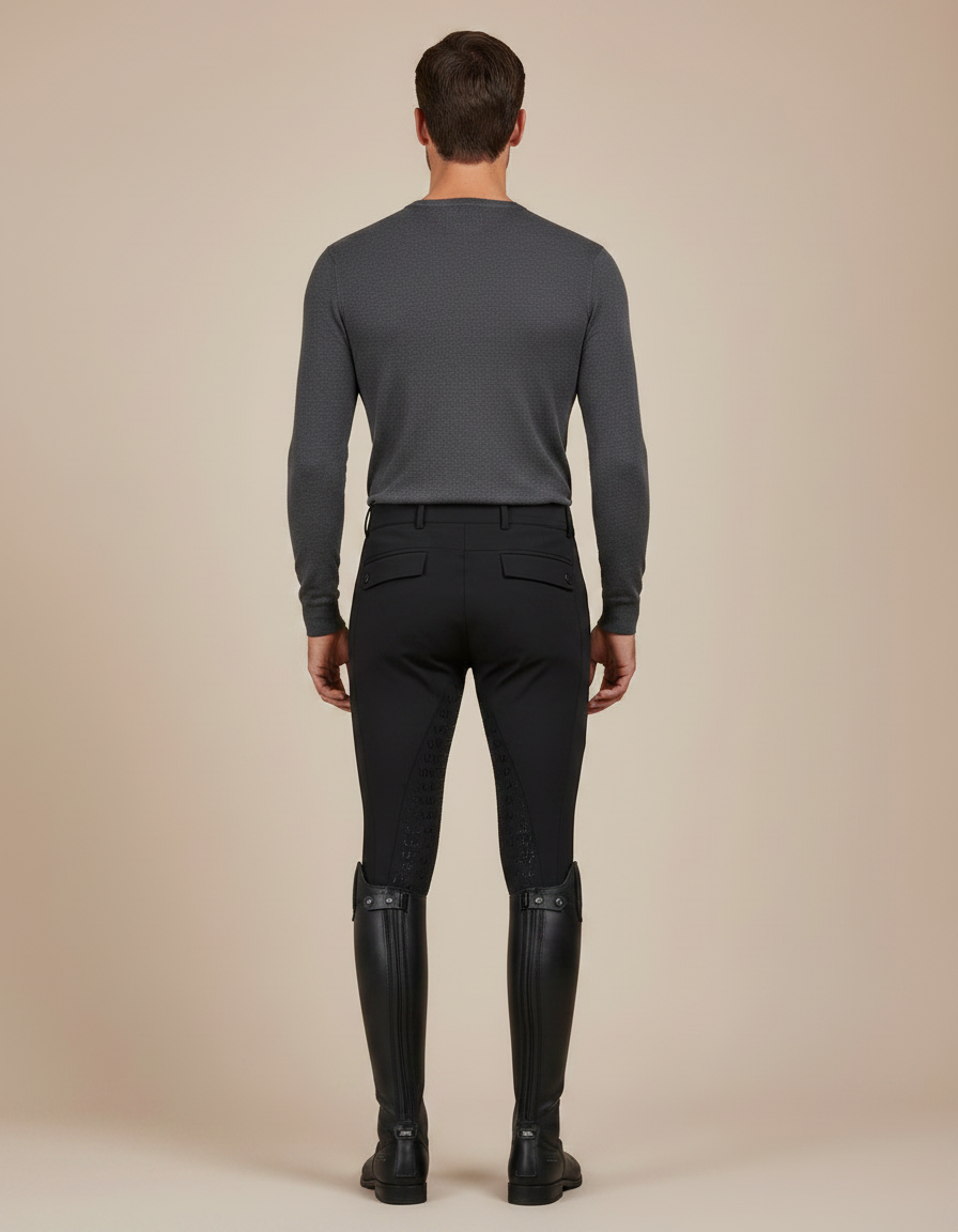 Pantalon Équitation Noir Homme Slim Stretch Hiver - Polyester - vue 2