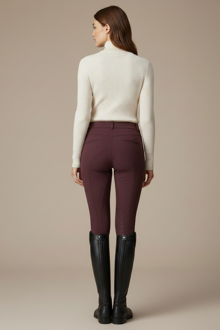 Pantalon Équitation Bordeaux Femme Ajusté Tissu Technique Grips Silicone - Polyester - vue 2