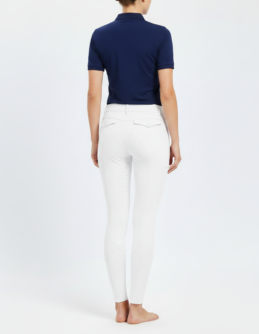 Pantalon Équitation Blanc Femme Silicone Adulte Confortable - Polyester - vue 2