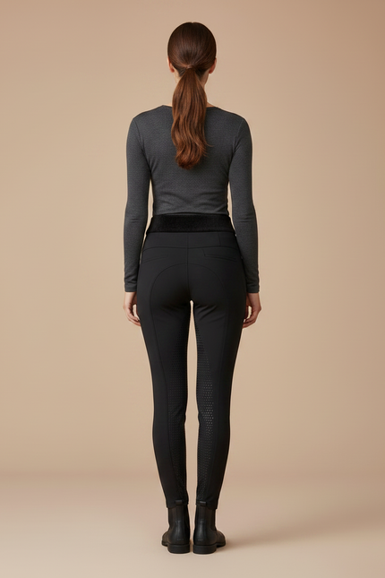 Pantalon Equitation Doublé Polaire - Noir Polyester - vue 2