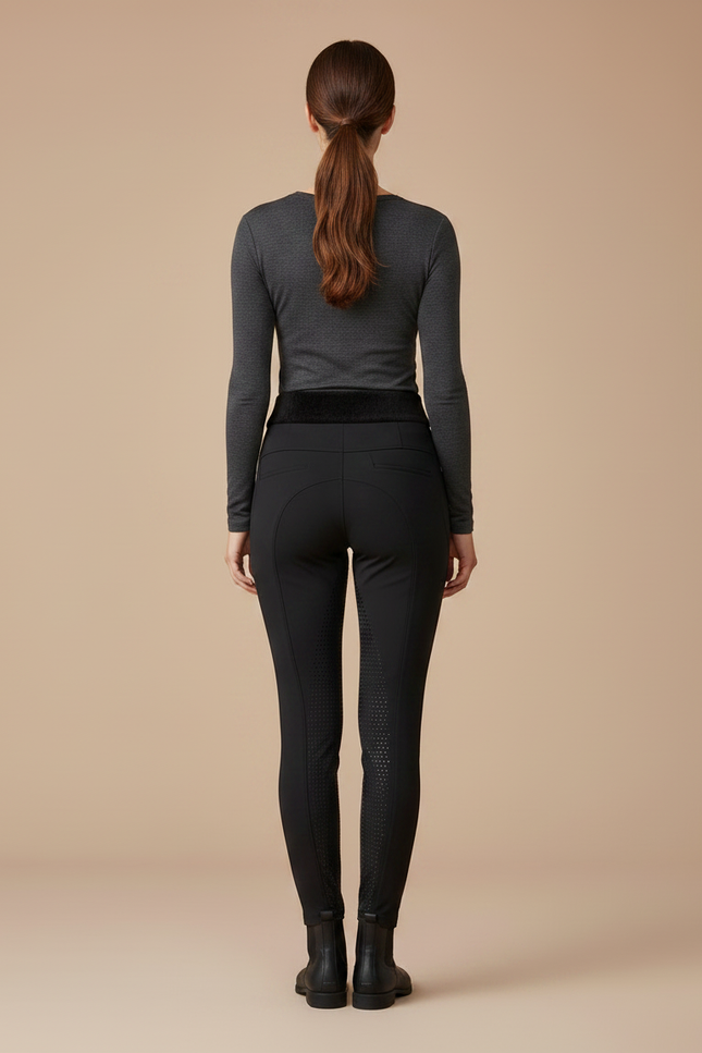 Pantalon Equitation Doublé Polaire - Noir Polyester - vue 2