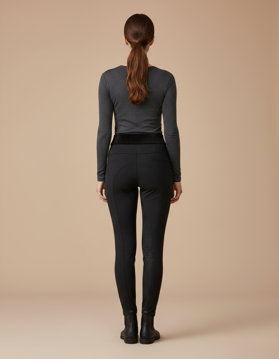 Pantalon Equitation Doublé Polaire - Noir Polyester - vue 2
