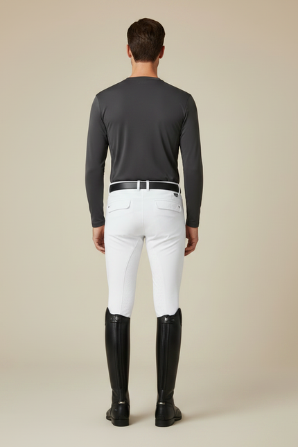 Pantalon Équitation Blanc Homme Adhérent Silicone Stretch - Polyester - vue 2