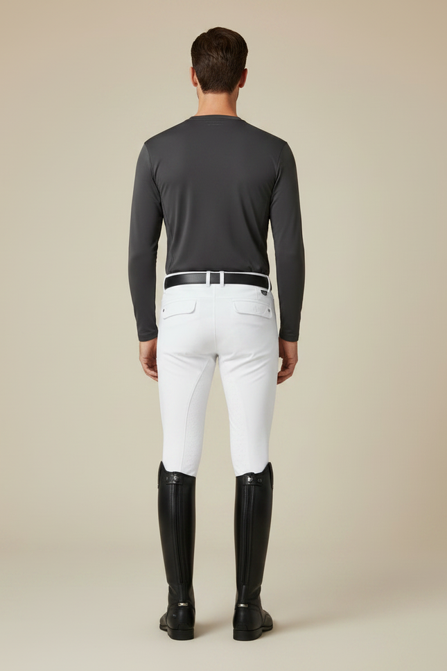 Pantalon Équitation Blanc Homme Adhérent Silicone Stretch - Polyester - vue 2