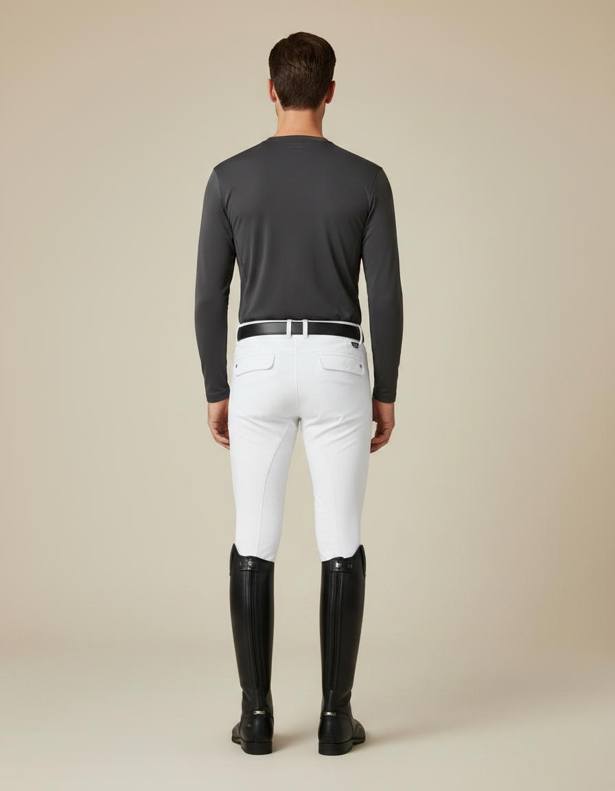 Pantalon Équitation Blanc Homme Adhérent Silicone Stretch - Polyester - vue 2