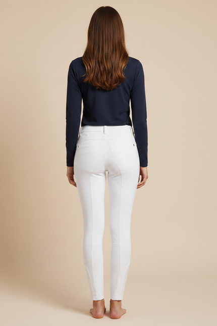 Pantalon Équitation Blanc Silicone Adhérent Femme Stretch - Polyester - vue 2