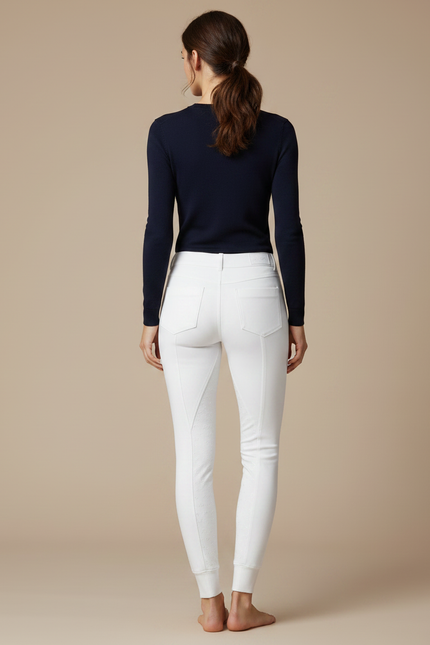 Pantalon Équitation Blanc Silicone Confortable Ajusté Femme - Maille - vue 2