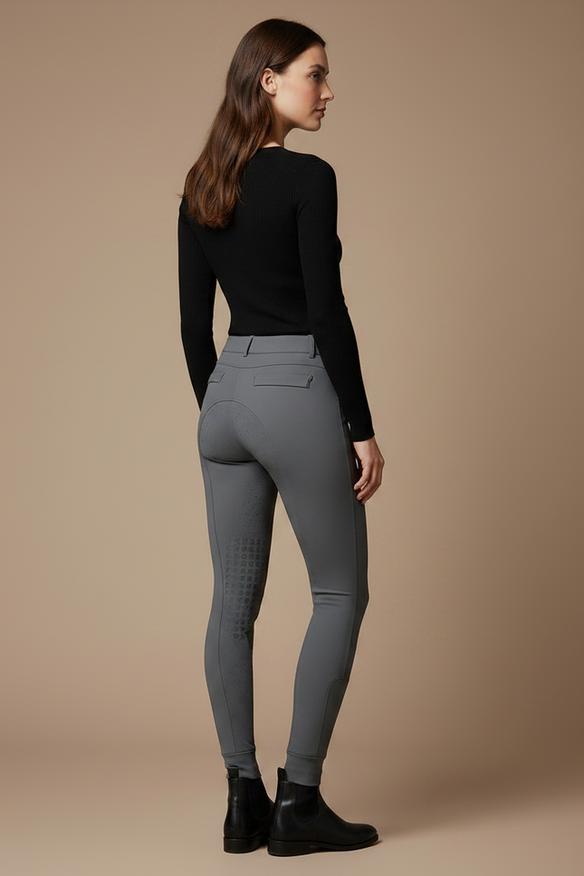 Pantalon Équitation Gris Ajusté Silicone Femme Élégant - Polyester - vue 2