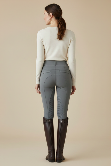 Pantalon Équitation Gris Femme Taille Haute Adhérent - Polyester - vue 2