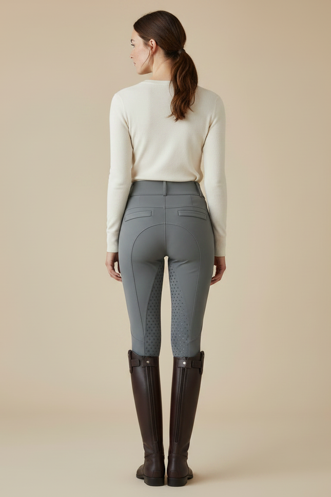 Pantalon Équitation Gris Femme Taille Haute Adhérent - Polyester - vue 2