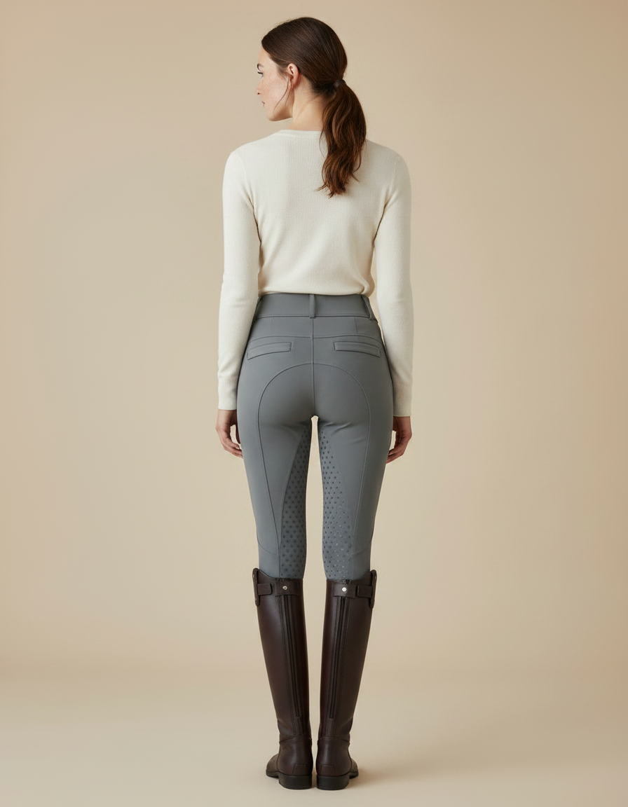 Pantalon Équitation Gris Femme Taille Haute Adhérent - Polyester - vue 2