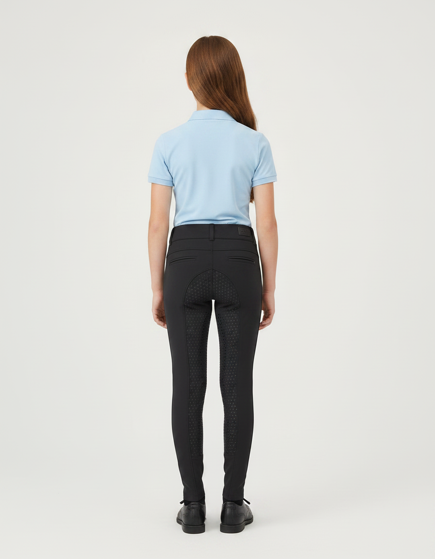 Pantalon Équitation Noir Enfant Silicone Full-Seat Ajusté - Polyester - vue 2