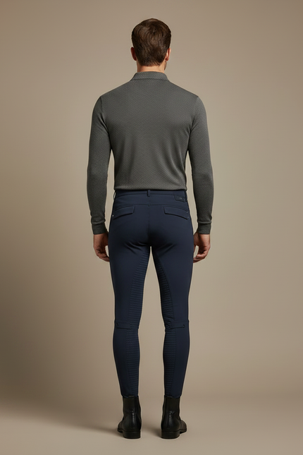 Pantalon Équitation Marine Homme Adhérent Respirant Ajusté - Polyester - vue 2