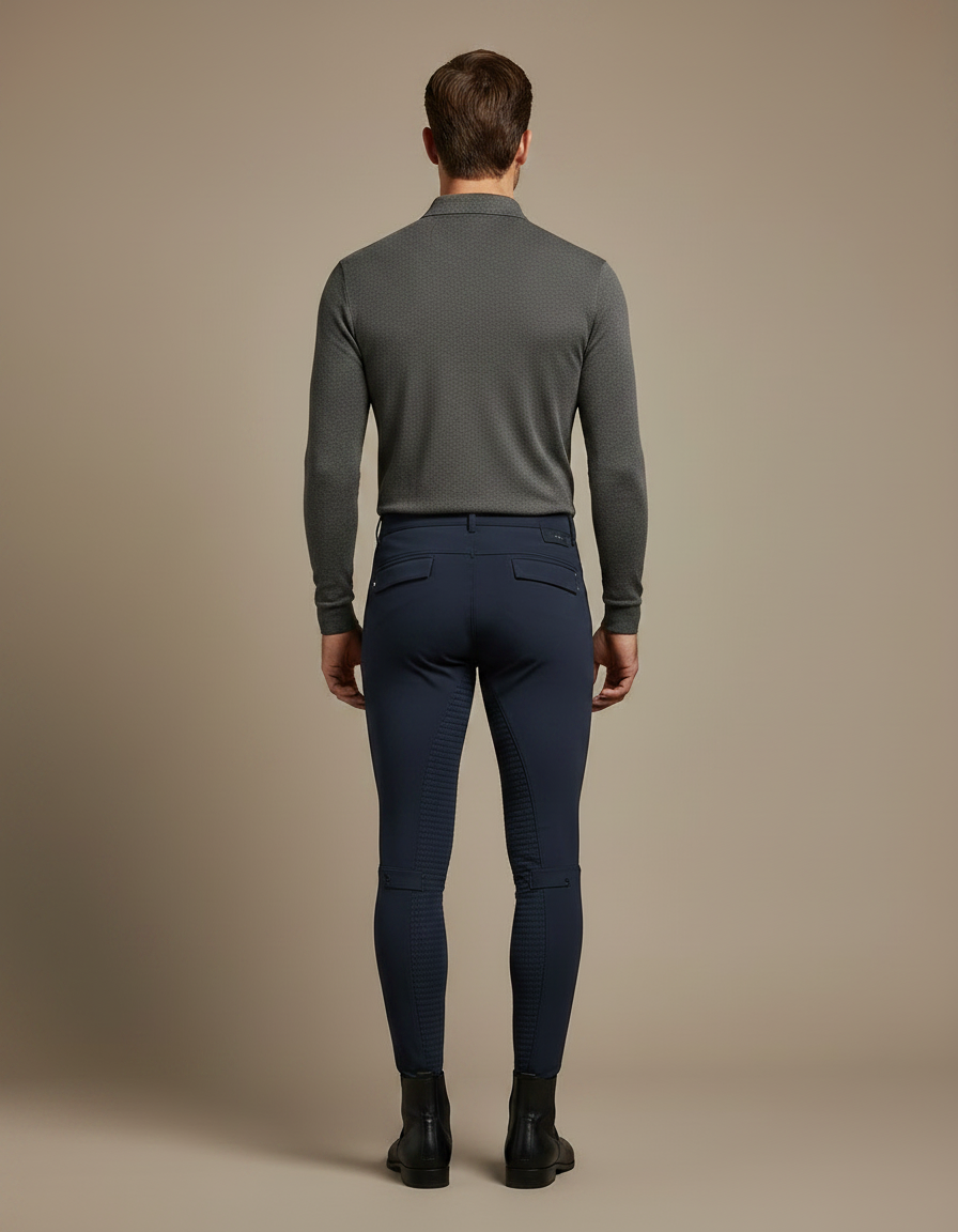 Pantalon Équitation Marine Homme Adhérent Respirant Ajusté - Polyester - vue 2