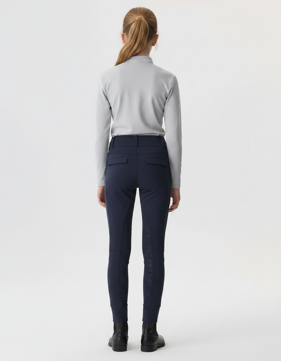 Pantalon Équitation Marine Enfant Adhérent Silicone Ajusté - Polyester - vue 2