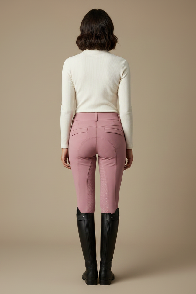 Pantalon Équitation Rose Femme Silicone Taille Haute Ajusté - Polyester - vue 2