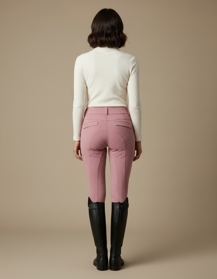 Pantalon Équitation Rose Femme Silicone Taille Haute Ajusté - Polyester - vue 2