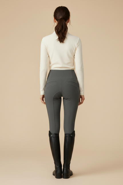 Pantalon Équitation Gris Femme Ajusté Taille Haute - Polyester - vue 2
