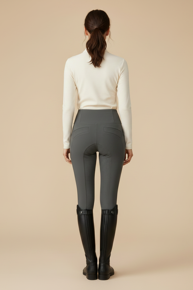 Pantalon Équitation Gris Femme Ajusté Taille Haute - Polyester - vue 2
