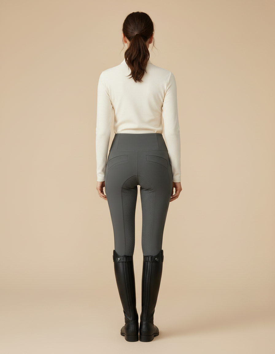 Pantalon Équitation Gris Femme Ajusté Taille Haute - Polyester - vue 2