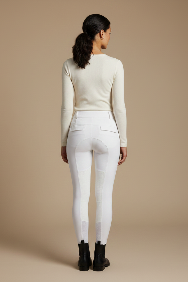 Pantalon Équitation Blanc Femme Ajusté Silicone Grip - Polyester - vue 2
