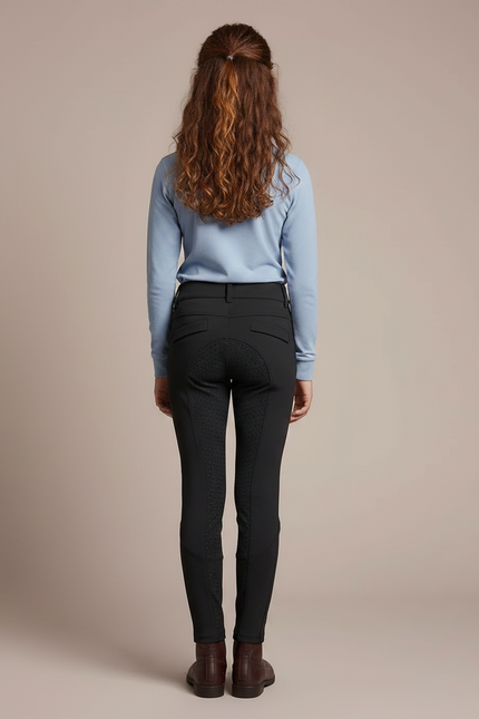 Pantalon Équitation Noir Enfant Silicone Ajusté Élégant - Polyester - vue 2
