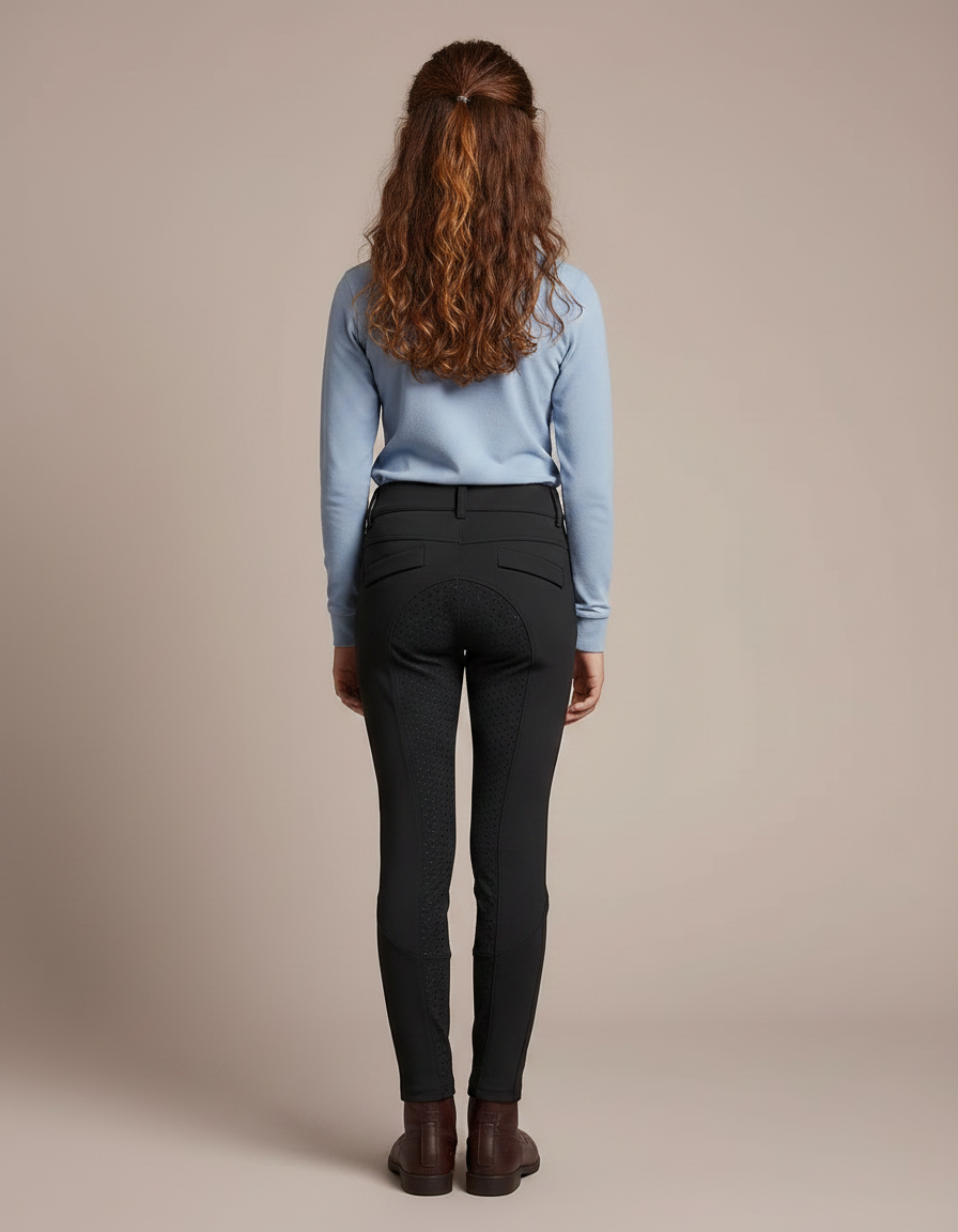 Pantalon Équitation Noir Enfant Silicone Ajusté Élégant - Polyester - vue 2