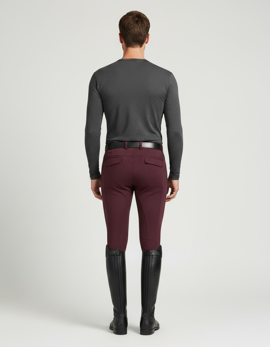 Pantalon Equitation Fond Peau - Bordeaux Polyester - vue 2