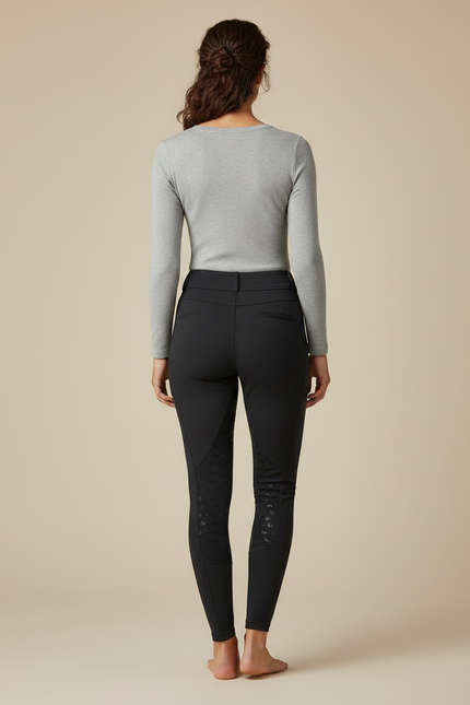 Pantalon Équitation Noir Silicone Ajusté Femme Élégant - Polyester - vue 2