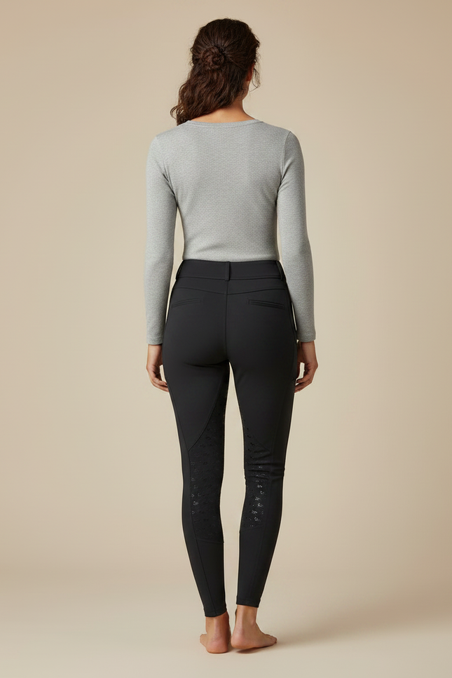 Pantalon Équitation Noir Silicone Ajusté Femme Élégant - Polyester - vue 2