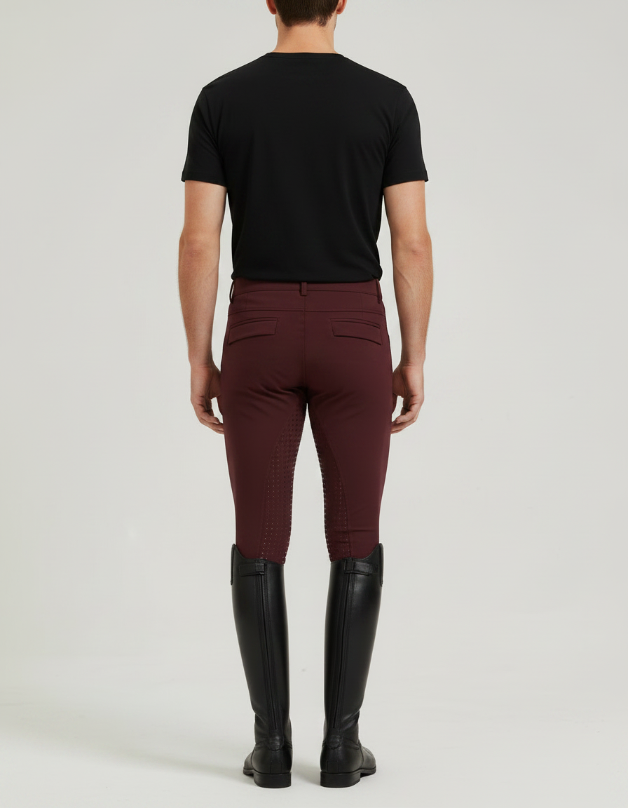 Pantalon Équitation Bordeaux Homme Silicone Ajusté Stretch - Polyester - vue 2